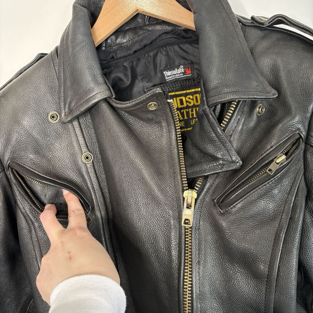 Vintage Hudson Leather Motorcycle Jacket Fitted Asymmetrical Women Size Small - Picture 5 of 12